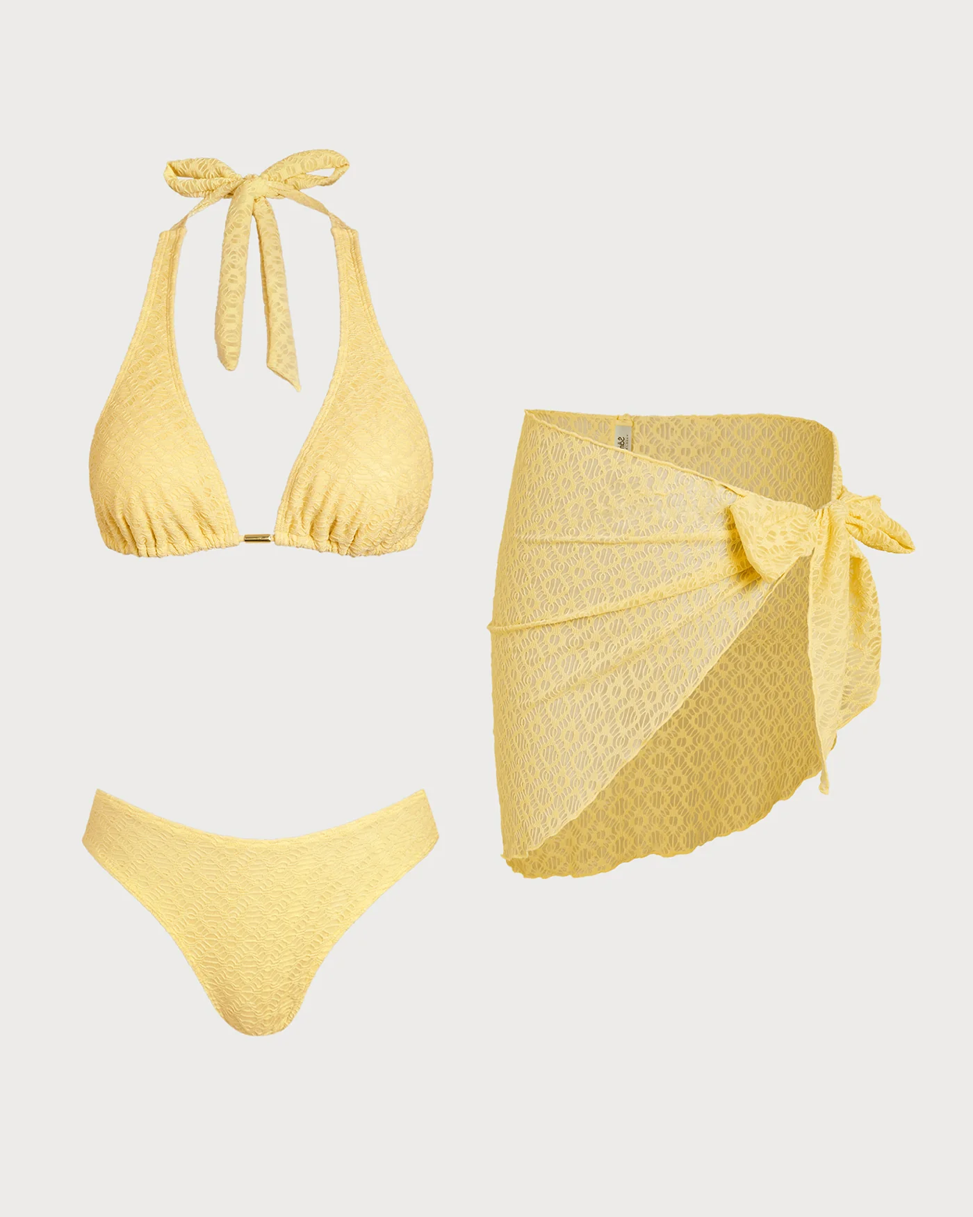 Yellow Jacquard Textured Bikini Set - Image 6