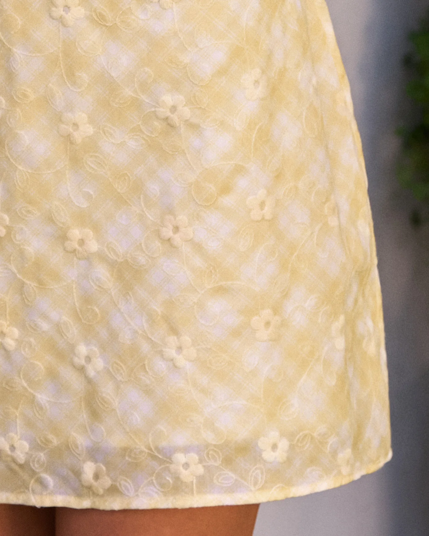 Yellow Plaid Ruffle Sleeveless Mini Dress - Image 5
