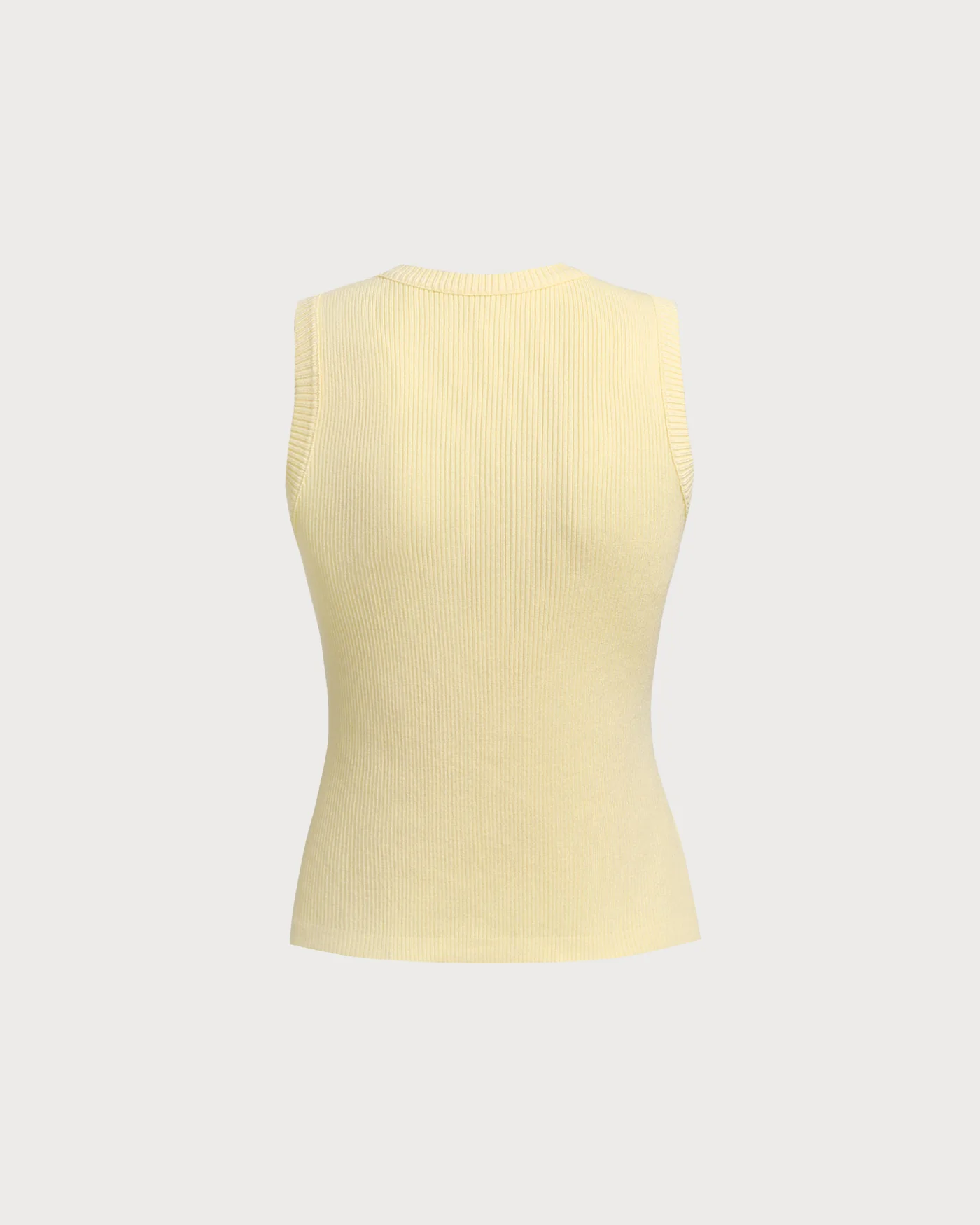 Yellow Round Neck Button Knit Vest - Image 6