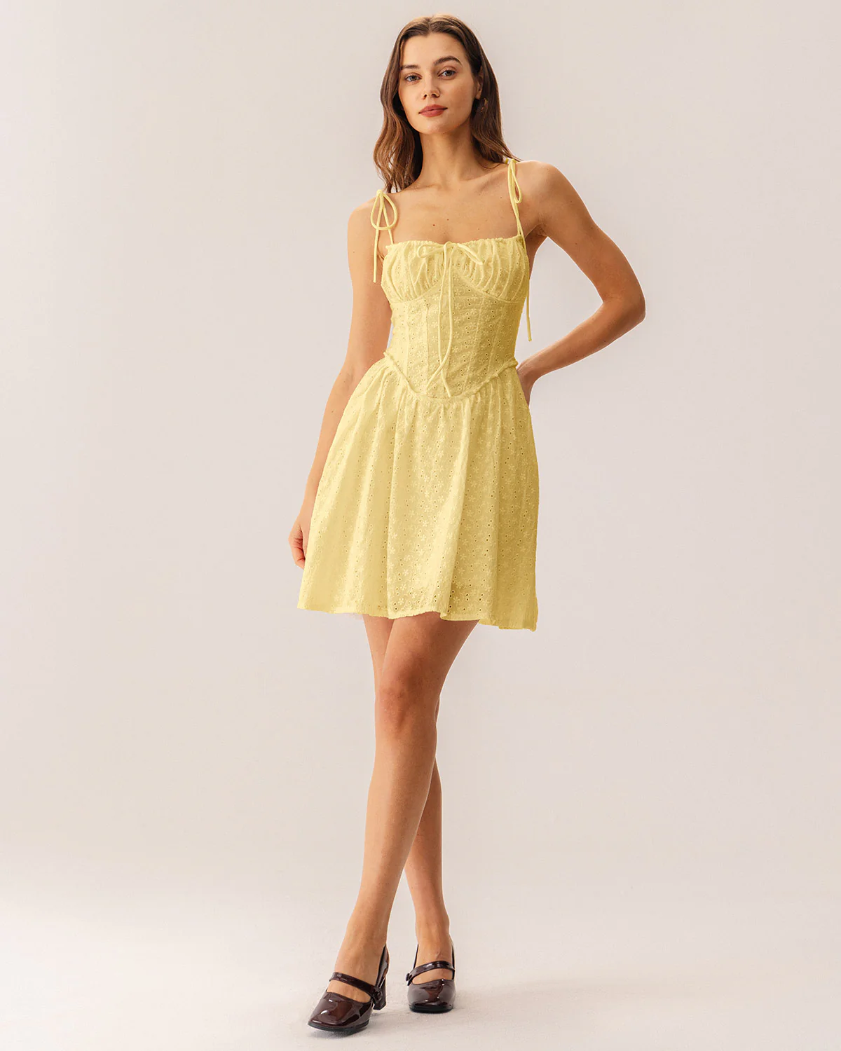 Yellow Ruched Corset Slip Mini Dress - Image 4