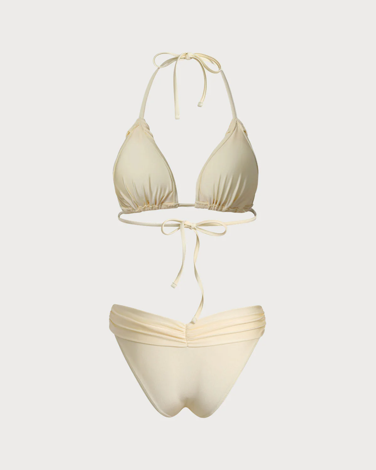 Yellow Ruched Halter Bikini Set - Image 5