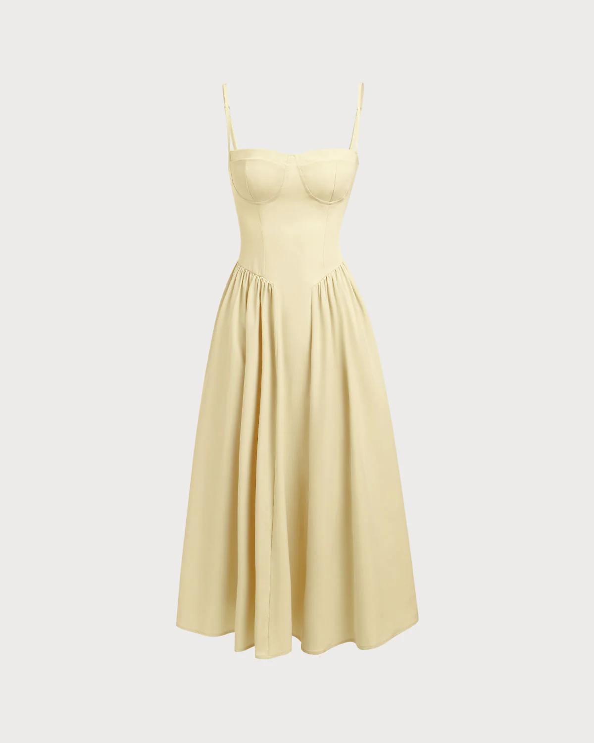 Yellow Square Neck Pocket Slip Midi Dress - Image 6