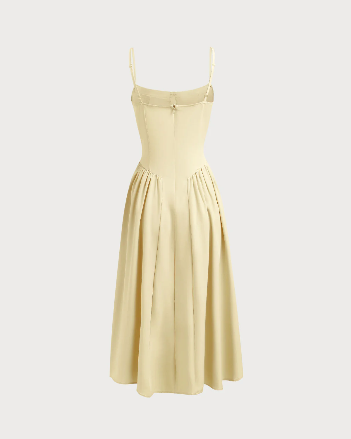 Yellow Square Neck Pocket Slip Midi Dress - Image 7