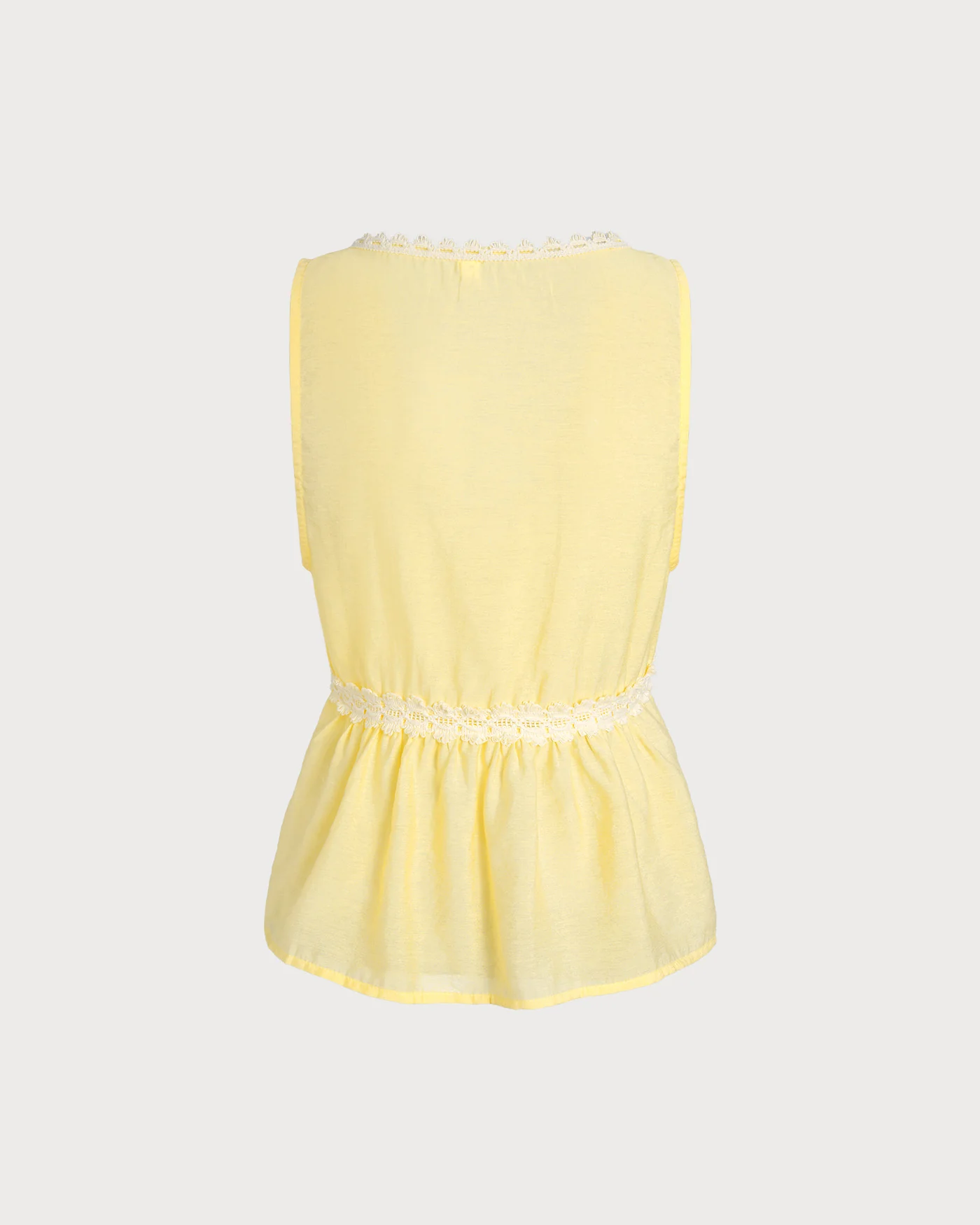 Yellow V Neck Button Tank Top - Image 2