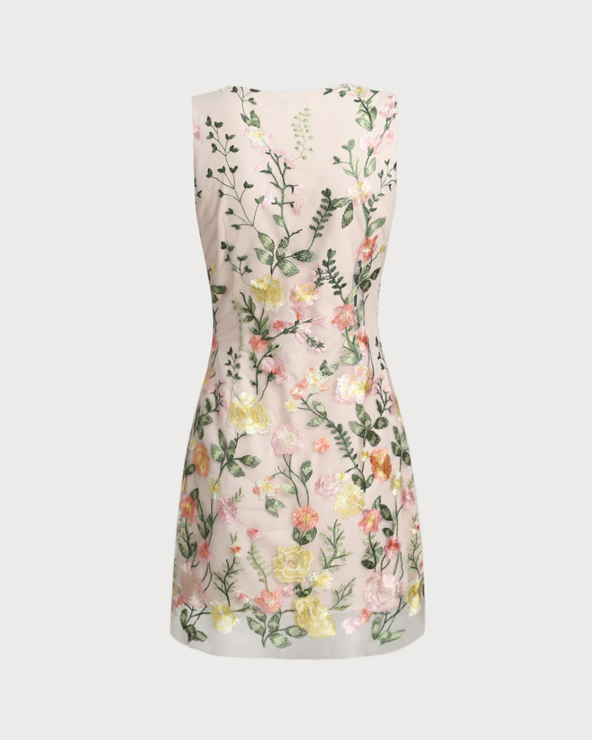 Yellow V Neck Floral Sleeveless Mini Dress - Image 8